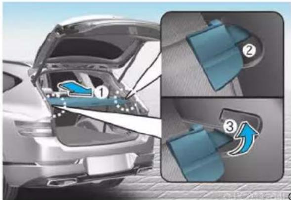 Diagram illustrating vehicle exhaust airflow and component positioning, showing numbered steps of airflow direction.