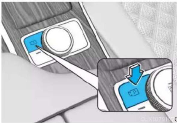 Diagram showing a device interface with a magnifying glass and a close-up of its screen, highlighting a button or action.