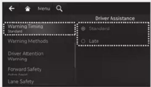 Driver Assistance Warning Timing Standard Warning Methods Driver Attention Warning Forward Safety Active Assist Lane Safety