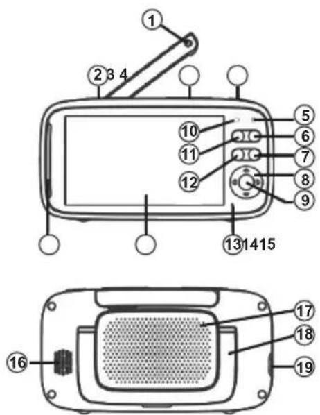 Technical diagram of a vintage television set with numbered components and labeled parts