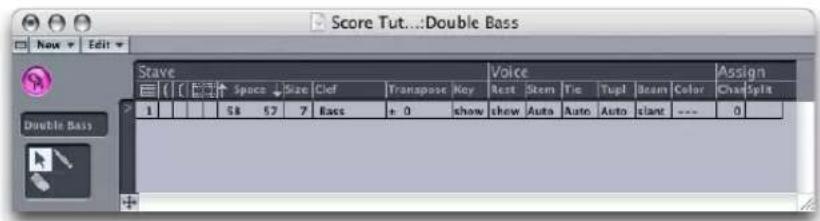 Score Tut...:Double Bass New Edit Stave Voice Assign Space Size Clef Transpose Key Rest Stem Tie Tupl Beazn Color Cha Split 1 58 57 7 Bacs + 0 show show Auto Auto Auto instant --- 0 Double Bass