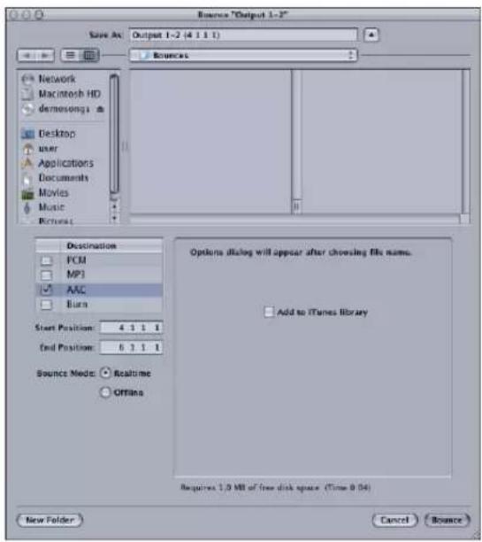 Source "Output 1-2" Save As: Output 1-2 (4.1.1.1) Resources Network Macintosh HD dermosings Desktop user Applications Documents Movies Music Products Destination PCM MP3 AAC Burn Start Position: 4 1 1 1 End Position: 6 2 1 1 Source Mode: Realtime Options dialog will appear after choosing file name. Add to iTunes library Requires 1.0 MB of free disk space (Time 0:04) New Folder Cancel Browse