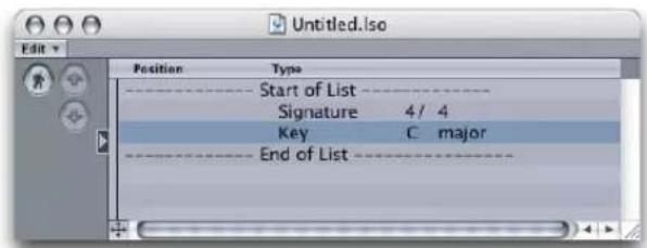 Untitled.iso Edit Position Type ---- Start of List ---- Signature 4/ 4 Key C major ---- End of List ----