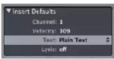 APPLE Logic Pro 7 - MIDI Channel and Velocity of Inserted Objects - 1