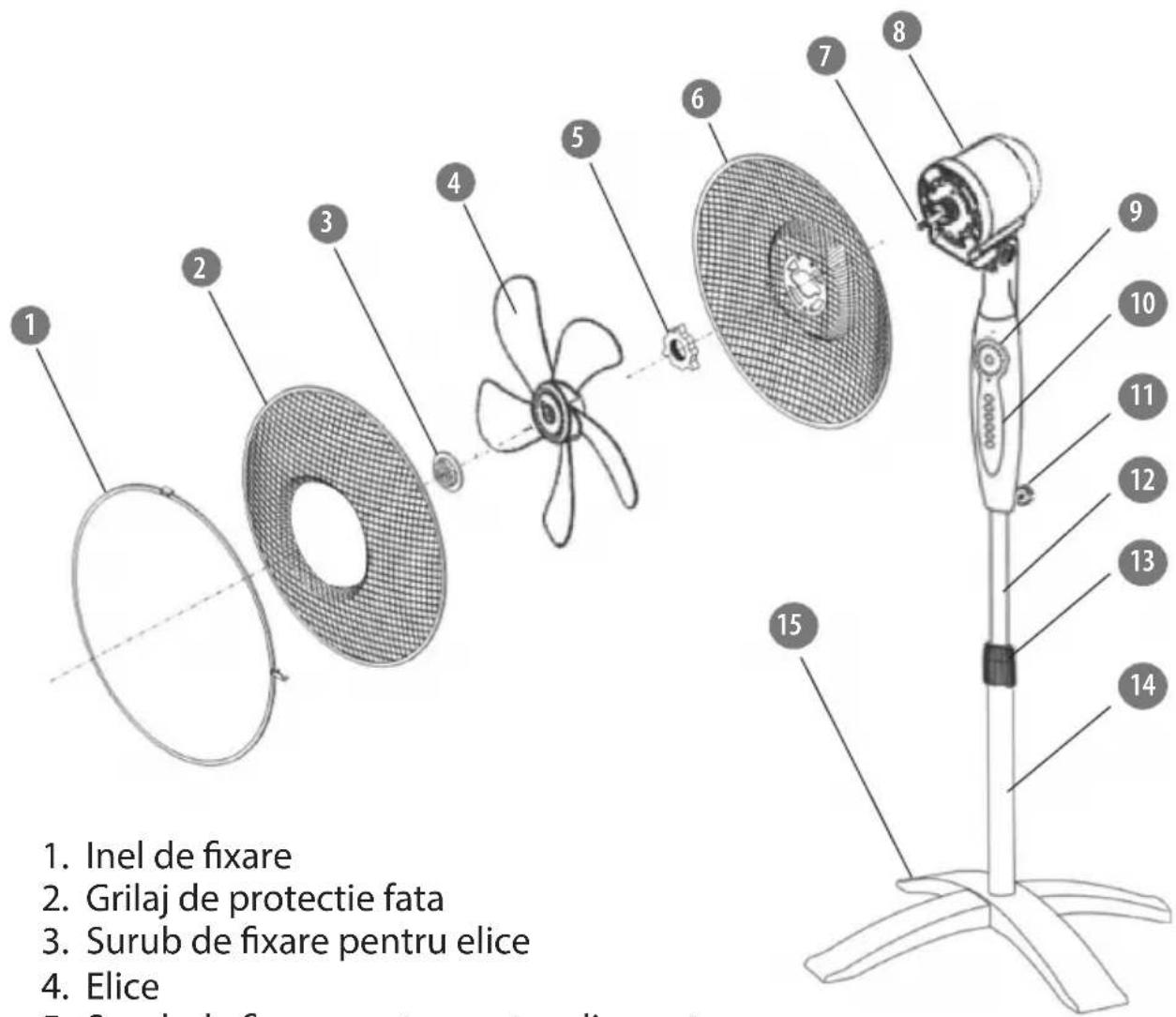 1. Inel de fixare 2. Grilaj de protectie fata 3. Surub de fixare pentru elice 4. Elice 5. Guardrail de fatarmente eilecule 6. Turbul de fixare per lele 7. Elbow de fixare 8. Elbow de fixare per lele 9. Elbow de fixare per lele 10. Elbow de fixare per lele 11. Elbow de fixare per lele 12. Elbow de fixare per lele 13. Elbow de fixare per lele 14. Elbow de fixare per lele 15. Elbow de fixare per lele