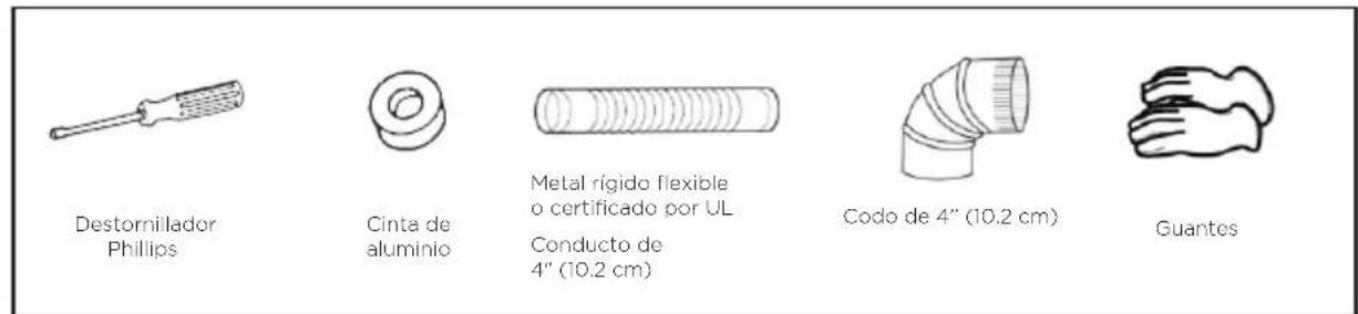 Destornillador Phillips Cinta de aluminio Metal rígido flexible o certificado por UL Conducto de 4" (10.2 cm) Codo de 4" (10.2 cm) Guantes