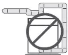 Warning symbol with crossed-out circle and magnifying glass, indicating no liability or prohibition