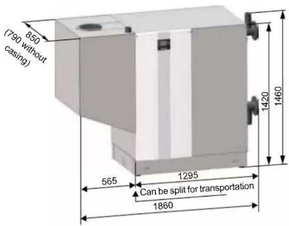 (790 without casing) 850 1420 1460 565 1295 Can be split for transportation 1860