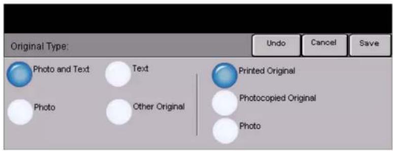 Original Type: Undo Cancel Save Photo and Text Text Printed Original Photocopied Original Photo Other Original Photo