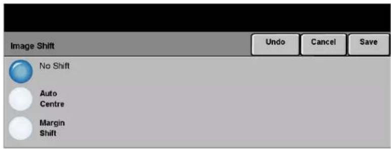 Image Shift Undo Cancel Save No Shift Auto Centre Margin Shift