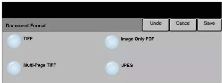 Document Format Undo Cancel Save TIFF Image Only PDF Multi-Page TIFF JPEG