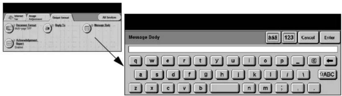 Internet Form Image Adjustment Output Format All Services Document Format Multi-page OFF Reply To Message Body Acknowledgment Insert Enact Message Body aaä 123 Cancel Enter q w e r t y u l o p _ a s d f g h i k l / \ z x c v b n m ; .