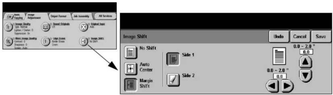Basic Copying Image Adjustment Output Format Job Assembly All Services Image Quality Type: Normal Lighter / Claver 0 Suppression On Most Image Quality Contract 0 Shipment 0 Shower Auto Spread Objectset UI Auto Origin Image Auto Image Shift No Shift Undo Cancel Save Image Shift No Shift Side 1 0.0 - 2.0 ° Auto Center Side 2 0.0 Margin Shift 0.0 - 2.0 ° Shift