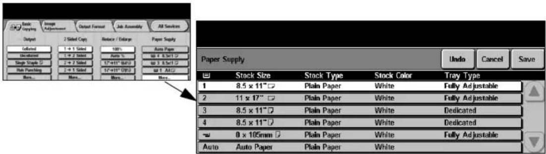 Book Copy Image Adjustment Output Format Job Assembly All Services Output 2 Sided Copy Reduce / Reduce Paper Supply Colored 1 + 1 Sided 100% Auto Paper Uncultured 1 + 2 Sided Auto % 30 + 8.5x17 Single Style (2) 2 + 2 Sided 17+41" (6/1) 30 + 8.5x17 Auto Patching 2 + 1 Sided 17+41" (9/1) 30 + 8.5x17 None... None... None... Paper Supply Stock Size Stock Type Stock Color Tray Type 1 8.5 x 11" Plain Paper White Fully Adjustable 2 11 x 17" Plain Paper White Fully Adjustable 3 8.5 x 11" Plain Paper White Dedicated 4 8.5 x 11" Plain Paper White Dedicated ∞ 0 x 105mm Plain Paper White Fully Adjustable Auto Auto Paper Plain Paper White