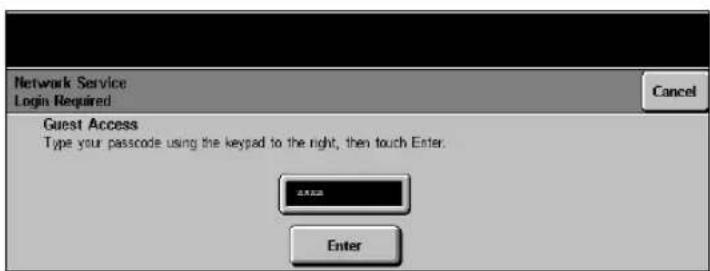 Network Service Login Required Cancel Guest Access Type your passcode using the keypad to the right, then touch Enter. 2023 Enter