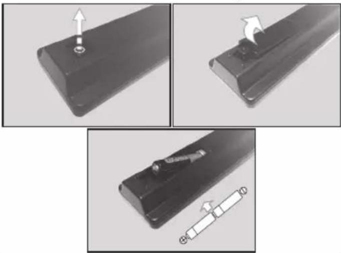 HYUNDAI HLP32T443 - Inserting the Batteries into the Remote - 1