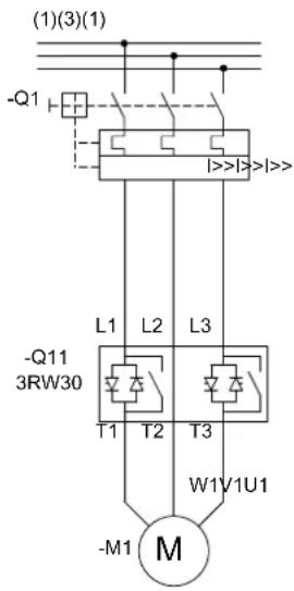 (1)(3)(1) -Q1 L1 L2 L3 -Q11 3RW30 T1 T2 T3 W1V1U1 -M1 M