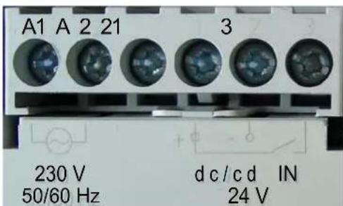 A1 A 2 21 3 230 V 50/60 Hz dc/cd IN 24 V