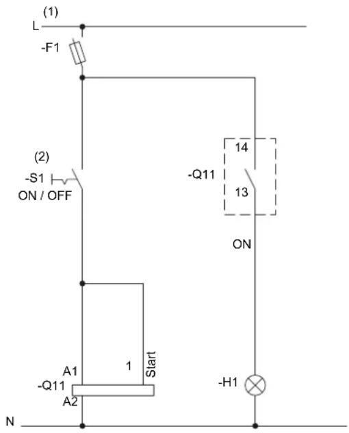 (1) L -F1 (2) -S1 ON / OFF 14 -Q11 13 ON A1 -1 Start -Q11 A2 -N -H1