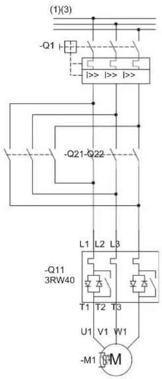 (1)(3) -Q1 -Q21-Q22 L1 L2 L3 -Q11 3RW40 T1 T2 T3 U1 V1 W1 -M1 M
