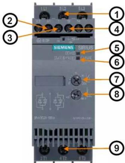 SIEMENS SIRIUS DEV-2 STATE COMPRESSED BLUE 1 L1 3 L2 5 L3 ① ② ③ ④ ⑤ ⑥ ⑦ ⑧ ⑨ 2 T1 4 T2 6 T3