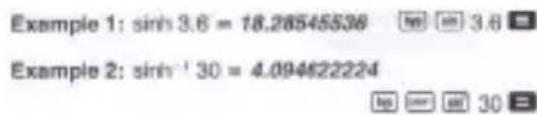 Example 1: sinh 3.6 = 18.28545536 Example 2: sinh' 30 = 4.094622224
