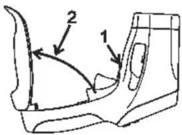 Technical diagram of a car body part with numbered annotations pointing to specific sections.