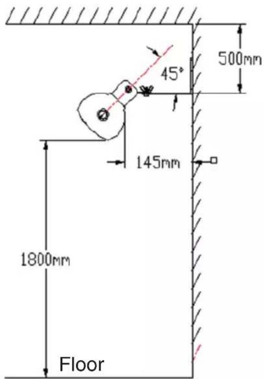 500mm 45° 145mm 1800mm Floor