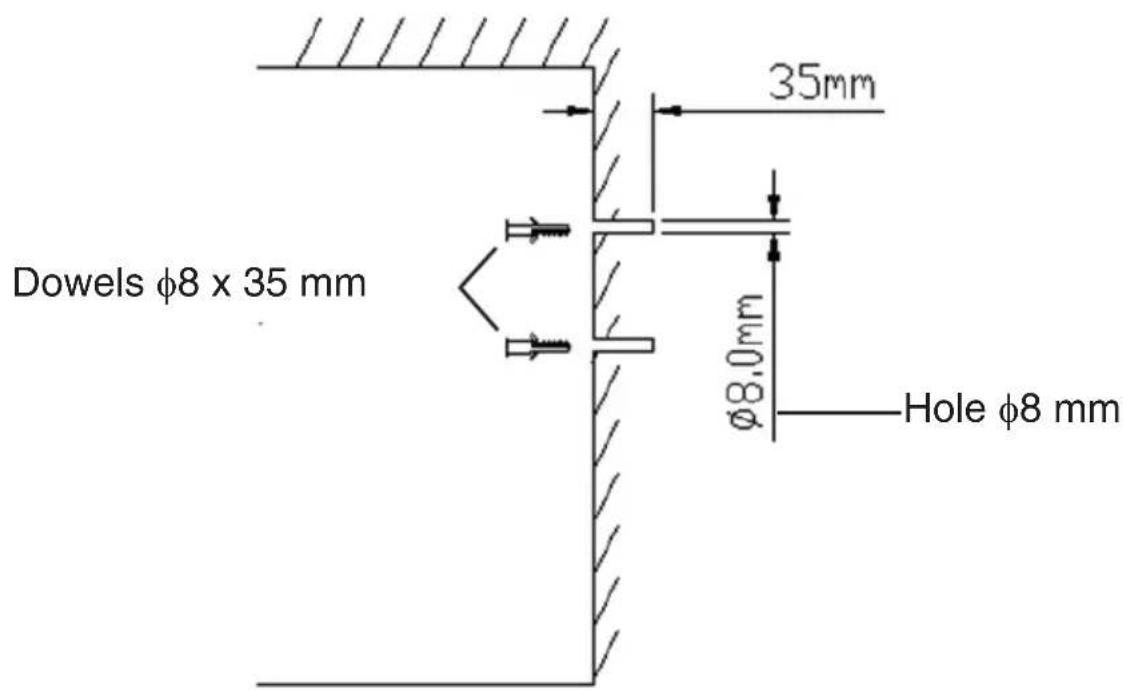 Dowels φ8 x 35 mm 35mm φ8.0mm Hole φ8 mm