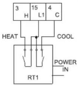 3 H 15 L1 4 C HEAT COOL RT1 POWER IN