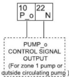10 P_o 22 N PUMP_o CONTROL SIGNAL OUTPUT (For zone 1 pump or outside circulating pump )