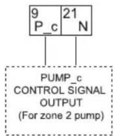 9 P_c 21 N PUMP_c CONTROL SIGNAL OUTPUT (For zone 2 pump)