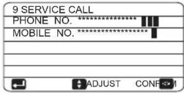 9 SERVICE CALL PHONE NO. ************ MOBILE NO. *********