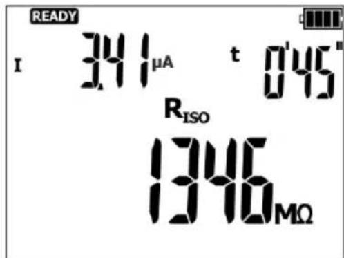 READY I 341 µA t 0'45" RISO 1346MΩ