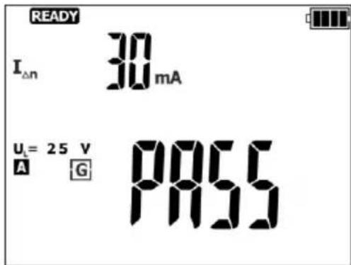 READY IΔn 30 mA Uₗ= 25 V PASS