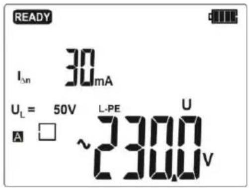 READY IΔn 30mA UL = 50V L-PE U A □ ~2300V