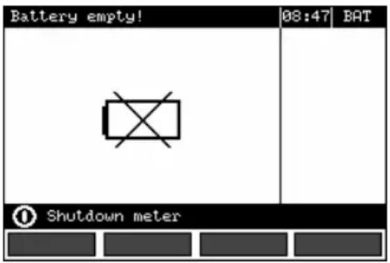 Battery empty! 08:47 BAT Shutdown meter