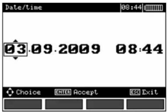 Date/time 08:44 03.09.2009 08:44 Choice ENTER Accept ESC Exit