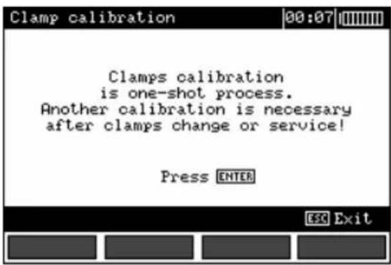 Clamp calibration 00:07 Clamps calibration is one-shot process. Another calibration is necessary after clamps change or service! Press ENTER ESC Exit