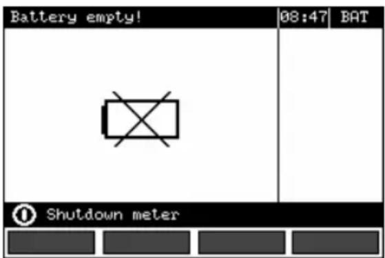 Battery empty! 08:47 BAT Shutdown meter
