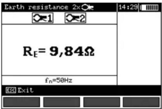 Earth resistance 2x 14:29 R_E=9,84Ω f_n=50Hz ESC Exit