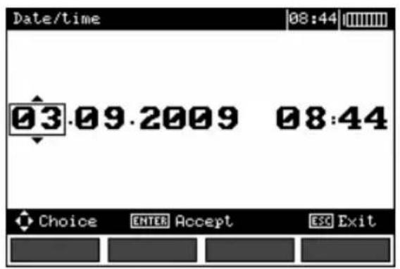 Date/time 08:44 03.09.2009 08:44 Choice ENTER Accept ESC Exit