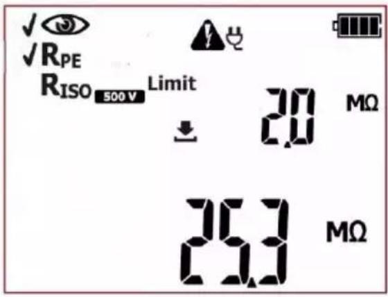 ✓ ✓RPE RISO 500 V Limit 2.0 MΩ 26.3 MΩ