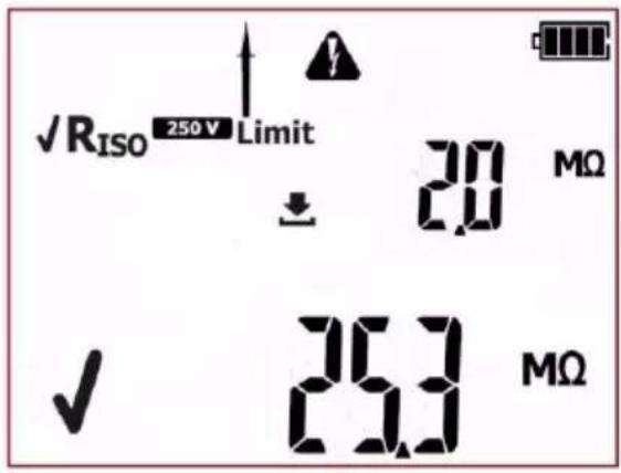 √RISO 250 V Limit 2.0 MΩ ✓ 26.3 MΩ