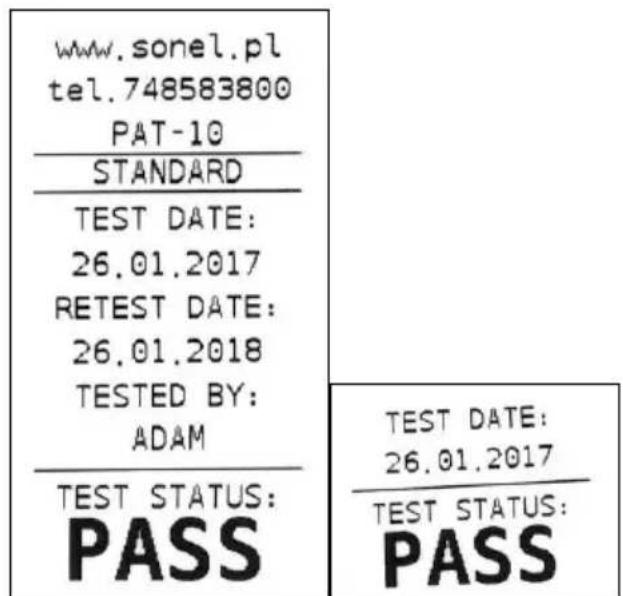 www.sonel.pl tel.748583800 PAT-10 STANDARD TEST DATE: 26.01.2017 RETEST DATE: 26.01.2018 TESTED BY: ADAM TEST STATUS: PASS TEST DATE: 26.01.2017 TEST STATUS: PASS