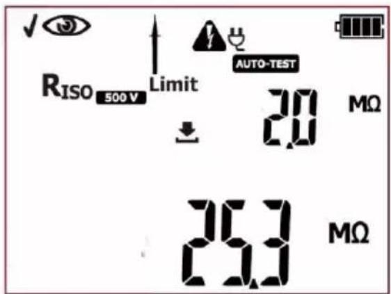 RISO 500 V Limit AUTO-TEST 20 MΩ 26.3 MΩ
