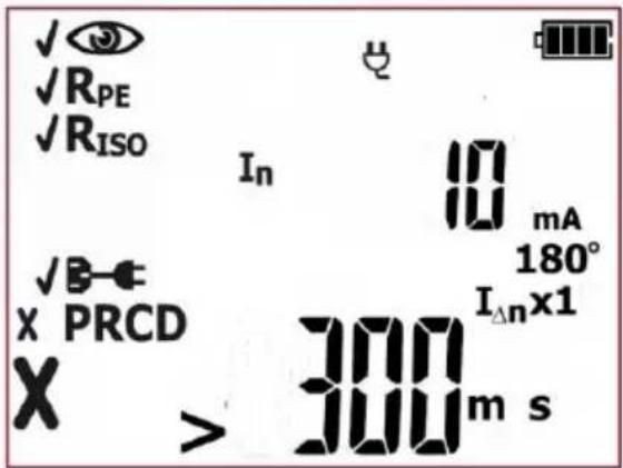✓ ✓RPE ✓RISO In 10 mA 180° ✓B-● X PRCD IΔn×1 X > 300 m s