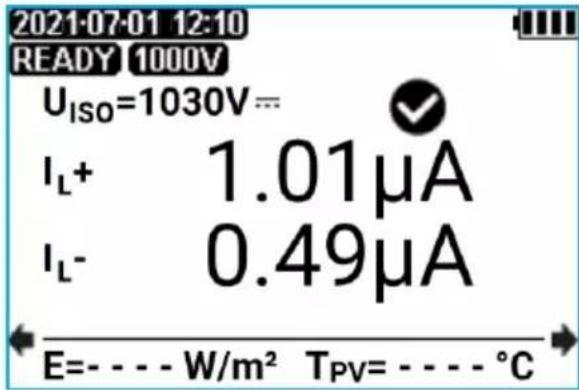 2021-07-01 12:10 READY 1000V UISO=1030V= IL+ 1.01μA IL- 0.49μA E=-----W/m² TPV=-----°C