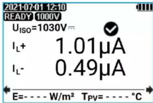 2021-07-01 12:10 READY 1000V UISO=1030V= IL+ 1.01μA IL- 0.49μA E=-----W/m² Tpv=-----°C