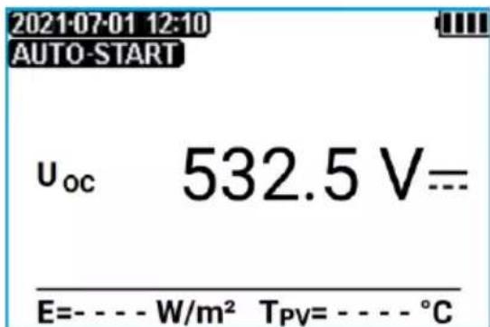 2021-07-01 12:10 AUTO-START Uoc 532.5 V=-- E=- - - - W/m² Tpv=- - - - °C